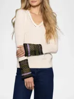 Lisa Todd Scalloped Crochet-cuff Sweater In Sheepskin