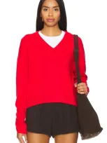 Lna Latigo V Neck Sweater In Red