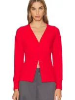 Lna Noel Waffle Cardigan In Red