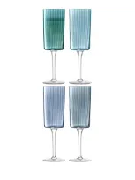 Lsa Gems Set Of 4 Champagne Flutes In Orange