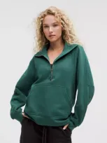 Lululemon Scuba Oversized Funnel-neck Half Zip Long In Green