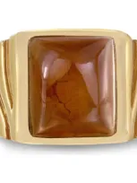 Luvmyjewelry Cracked Agate Sterling Silver Men Signet Ring In 14kt Gold Vermeil On Sterling