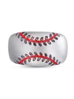 Luvmyjewelry Home Run Baseball Sterling Silver Diamond Band Men Ring