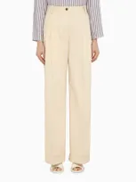 Maison Kitsuné Cream Cotton Trousers In White