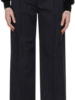 Maison Kitsuné Navy Double Pleats Trousers In S480 Navy Stripes