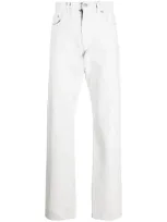 Maison Margiela Painted-design Straight-leg Jeans In White