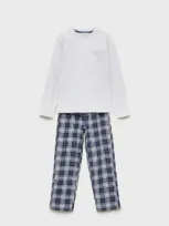 Mango Kids' Checked Cotton Pyjamas Dark Navy