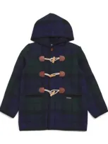 Marae Kids' Wool Hooded Duffle Coat In Green