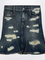 Marc Jacobs Washed Denim Skirt With Worn Details In Blue