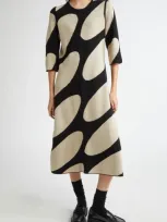 Marimekko Putrido Linssi Merino Wool Blend Sweater Dress In Black Beige