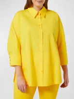 Marina Rinaldi Plus Size Arizona 3/4-sleeve Cotton Blouse In Bright Yellow