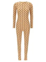 Marine Serre Tan All Over Moon Jumpsuit In Beige