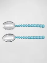 Mariposa Pearled Salad Servers Set In Aqua