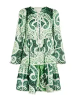 Mary Katrantzou Green Topiary Tiered Midi Dress