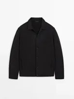 Massimo Dutti Cotton Pocket Jacket In Black