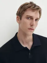 Massimo Dutti Polo Jersey Kurzarm In Black