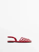 Massimo Dutti Rote Slingbacks Mit Mehreren Bändern In Multi