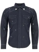 Mcm Stud Detailed Denim Shirt In Blue