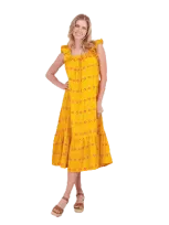 Mer St. Barth Kids'  Eva Ruffle Sundress In Marigold Embroidery