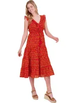 Mer St. Barth Giselle Maxi Dress In Red Gold Ikat