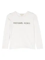 Michael Kors Kids' Logo-lettering Long-sleeved T-shirt In White