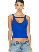 Michael Lauren Nikau V Neck Tank In Ultra Marine