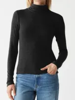 Michael Stars Hadley Long Sleeve Knit Turtleneck Top In Black