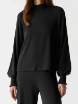 Michael Stars Lila Mock Neck Knit Top In Black