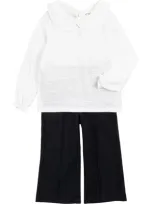 Miles The Label Kids' Cotton Jersey Top & Wide Leg Pants Set In Black