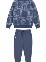 Miles The Label Boys' Paisley Print Top & Pants Set - Baby In Blue Dusty