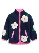 Mini Boden Kids' Fleece Jacket In College Navy Floral