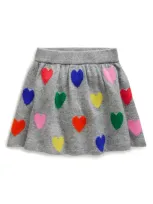 Mini Boden Kids' Heart Flare Sweater Skirt In Grey Multi Hearts