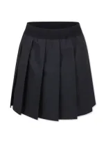 Moncler Kids' Pleated Cotton Skirt In Black