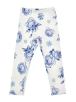 Monnalisa Kids' Floral Leggings In White