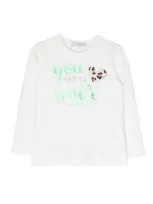 Monnalisa Kids' Graphic-print Long-sleeve T-shirt In White