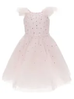 Monnalisa Kids' Rhinestone Tulle Dress In Pink