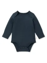 Mori Babies'  Rib Long Sleeve Bodysuit In Navy