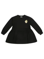 Moschino Kids' Teddy Bear Cotton-blend Dress In Black