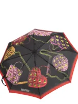 Moschino Openclose Bags With Hearts Umbrella In Black