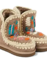 Mou Kids' Eskimo Embroidered Boots In Grey