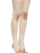 Nastyamasha Crochet Stockings With Floral Knees In 米白