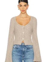 Nation Ltd Berenice Round Neck Cardigan In Oatmeal Heather