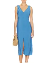 Nation Ltd Kimora V-neck Midi Dress In Palace Blue