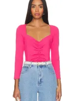 Nation Ltd Mikaela Ruched Cotton Top In Fuchsia