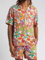 Native Youth Botanical Camp Shirt In Pink Floral