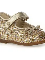 Naturino Kids' Girls Gold Glitter Ballerina Pumps