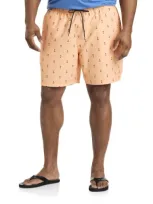 Nautica Anchor Print Swim Trunks In Orange