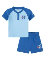 Nike Babies'  Henley & Sweat Shorts Set In Star Blue