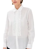 Nili Lotan Nathael Ruffle Shirt Ivory In Multi