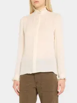 Nili Lotan Orin Silk Frilled-collar Shirt In Ivory